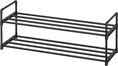 Image de Étagère à chaussures à 2 niveaux, 10 paires, métal, 92 x 30 x 33 cm, noir