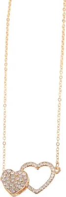 Produktbild von Halskette Herz Anhänger goldfarbig 45 cm Damen Strass Herzen Love