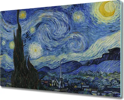 Produktbild von Coloray Hackbrett Kochplattenabdeckung Herdabdeckplatte 80x52 cm Schneidebrett Küchenbrett - Van Gogh Sternennacht