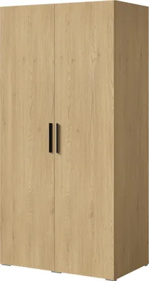 Kleiderschrank, Drehtürenschrank Eiche mit Ablageflächen und Kleiderstangen Breite 100 cm