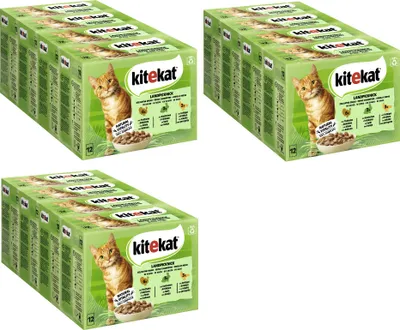 Produktbild von KITEKAT™ Multipack Portionsbeutel Landpicknick 3 Varietäten Truthahn, Kaninchen, Geflügel in Sauce 12 x 12 x 85g