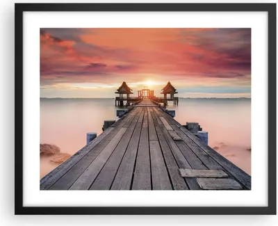 Produktbild von Gerahmtes Poster - Schwarzer Rahmen - Brücke Holz Spaziergang - 50x40 cm - Wand Bild - Wanddeko - Wandbilder - Kunstposter - Wandposter - Bilderrahmen - Bilder - Kunstdruck - P2BAA50x40-4916