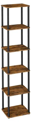 Obrázok produktu pre Knižnica z dreva, hnedá a čierna – regál do skladu – 23,8 x 38 x 173,4 cm