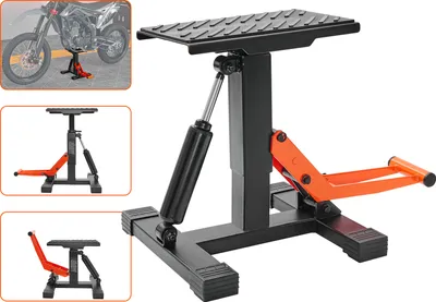 Obrázek produktu pro SucceBuy zvedací stojan pro terénní motocykly, zvedací stojan pro motocykly s nosností 200 kg a hydraulickou funkcí zvedání, výškově nastavitelný zvedací stůl, pro opravy a údržbu terénních motocyklů