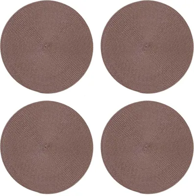Produktbild von Tischset 4er Set Schoko braun rund 35 cm Ø Platzset abwaschbar Platzdeckchen geflochtene Optik