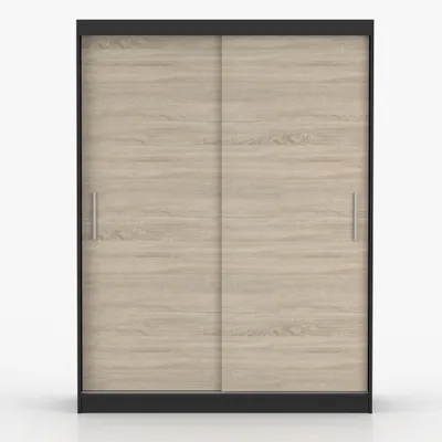 Produktbild von Schwebetürenschrank Kleiderschrank Schrank Garderobe  Vista 04 (Schwarz/Sonoma) 150cm