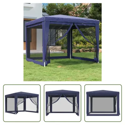 Image de The Living Store Tente de réception avec 4 parois latérales en maille bleue 3x3 m HDPE