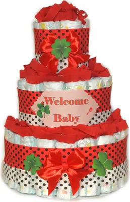 Produktbild von Windeltorte | Geschenk zur Geburt | Windelgeschenk für Mädchen | Marienkäfer