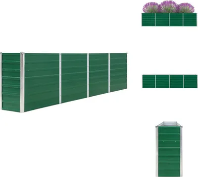 Immagine prodotto di vidaXL Letto rialzato 320 x 40 x 77 cm Acciaio zincato Verde - Vasi da fiori e fioriere