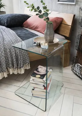 Produktbild von Beistelltisch >1025< in gehärtetes Klarglas, Glas - 40x45x60cm (LxBxH)