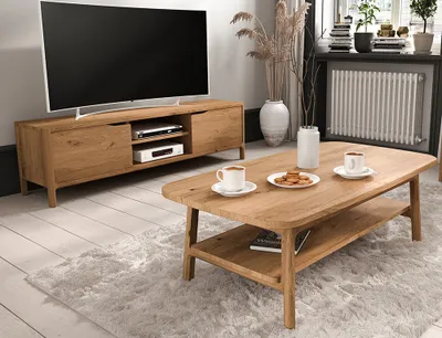 Produktbild von Wohnmöbel Set, Wildeiche massiv geölt, THORNBURY-165, 2-teilig