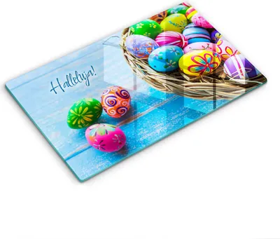 Produktbild von Glasschneideplatte - Herdabdeckplatte - 30x52 cm  - Schneidebrett - Spritzschutz - Oster-Halleluja!