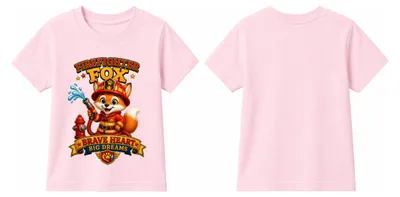 Produktbild von LUNØIR Feuerwehr-Fuchs Premium Kinder-T-Shirt für Mädchen – Pink, Größe 8 Jahre
