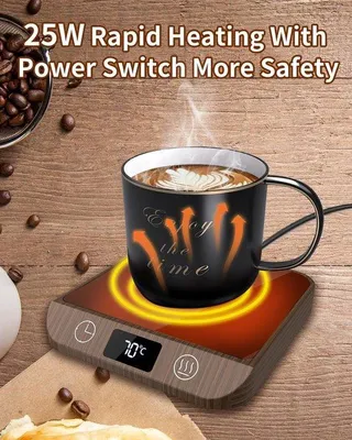Immagine prodotto di Scaldacoppette elettrico da ufficio con 6 impostazioni di temperatura, display a LED, timer e funzione per caffè, tè e latte