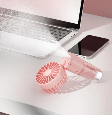 Produktbild von Handventilator mit Wasserkühlung, Tragbarer Mini Ventilator, Taschenventilator Mit 4 Geschwindigkeitsstufen, Faltbarer USB-Ventilator Grün