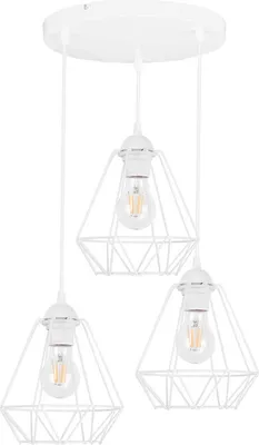 Produktbild von Corral Hängelampe Hängeleuchte - Deckenlampe Industrial - Pendelleuchte aus Metall - 3 - Flammig Längs - Oval - Weiß -Corral