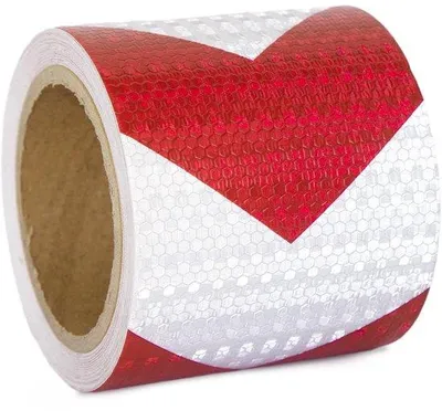 Zdjęcie produktu dla Taśma odblaskowa – bezpieczeństwo – 20 cm x 10 m – czerwono-biała