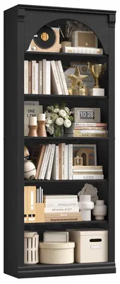 Zdjęcie produktu dla Regał – wolnostojący regał drewniany – 6 półek, 75 x 28 x 186 cm – do salonu – nowoczesny design – czarny
