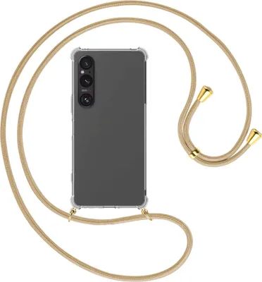 Produktbild von Handykette Backcover-Schutzhülle mit Band (Metall goldfarben) für Sony Xperia 1 VI - caramel