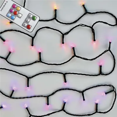 LED vánoční řetěz, 16 m, venkovní i vnitřní, RGB, ovladač, programy, časovač