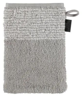 Produktbild von Waschhandschuh - Grau - Weiß - Baumwolle - 16 x 22 cm - mit feinen Streifen