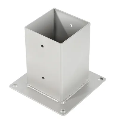 Produktbild von TolleTour Aufschraubhülse für Vierkantholzpfosten 4x Pfostenträger Silber 90x90mm