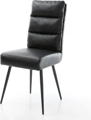 Produktbild von DELIFE Esszimmerstuhl Pela-Flex Echt-Leder Schwarz 4-Fuß konisch Schwarz Taschenfederkern