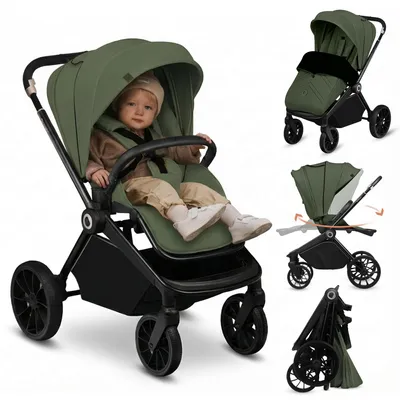 Produktbild von Lionelo Mika Plus Universal-Buggy bis zu 22kg Hohe Manövrierfähigkeit XXL-Verdeck mit UPF50+ Grüne Olive
