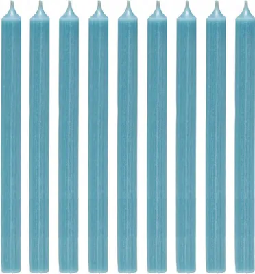 Immagine prodotto di Candele lunghe da tavola Cactula, 28 cm, azzurro – Set da 18 – Durata di combustione: 10 ore