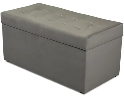 Produktbild von MG Design Polsterhocker Grau 45x90 cm - Stauraum 100L, bis 300 kg, samtig-weich mit Schimmer, pflegeleicht, für Wohnzimmer & Flur