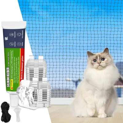 Productafbeelding van Kattennet voor Balkon 16 x 3 m - Veiligheidsnet zonder Boren