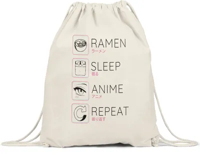 Produktbild von Ramen Sleep Anime Repeat Turnbeutel Gymsack Japan Manga Otaku Baka Geschenkidee