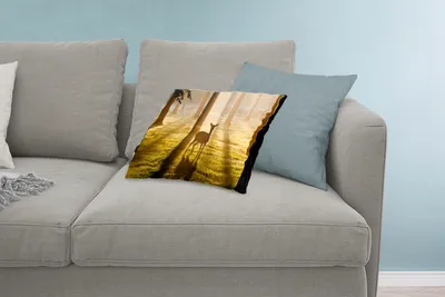 Produktbild von MuchoWow® Zierkissen Sofakissen Wohnzimmer Dekokissen 60x40 cm Hirsche - Sonne - Bäume - Kopfkissen - Polster mit Foto