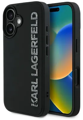 Zdjęcie produktu dla Etui Karl Lagerfeld 3D Rubber Glitter do iPhone 16 czarny