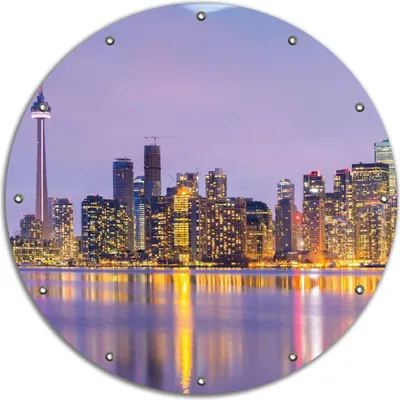 Produktbild von Wallario rundes Outdoor-Poster für Garten oder Balkon, Motiv Toronto Skyline - Kanada am Abend, 90 cm Durchmesser