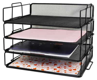 Obrázek produktu pro Stohovatelné úložné boxy – 4 kusy, organizér na psací stůl