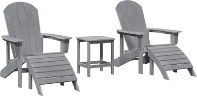 Immagine prodotto di vidaXL Sedia da giardino, 3 pezzi, grigio chiaro, polietilene