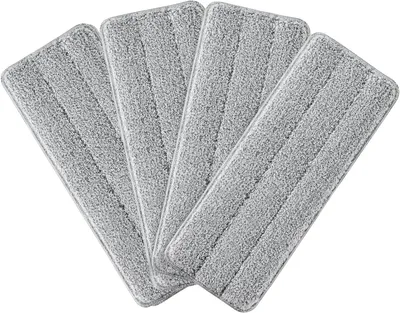 Productafbeelding van 4 stuks platte dweilpads - 32 x 12 cm - herbruikbare dweilhoezen - enkelzijdig - wasbaar - 32 cm dweilkoppen - grijs