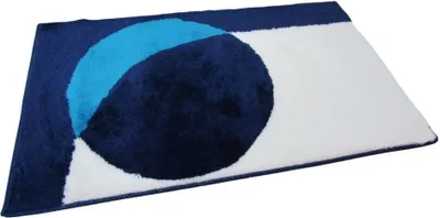 Produktbild von Sanwood Badematte Badteppich Badvorleger Duschvorleger Badezimmerteppich 65x110 cm Point türkis/blau/weiß