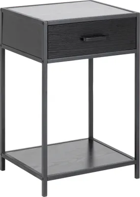 Obrázok produktu pre Actona Seaford, Nočný stolík, Čierna, 1 zásuvka/zásuviek, Melamín, Kov, Oceľ, 1 police/políc, 420 mm