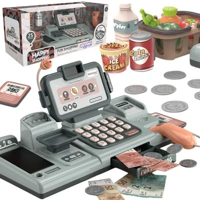 Produktbild von Woopie Kinder-Kassen-Scanner-Waage mit Mikrofon + 25 Zubehörteile