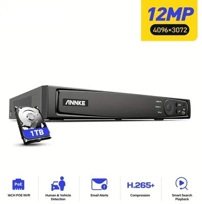 Immagine prodotto di Registratore video di rete - NVR - Registratore di sicurezza - Sistema di registrazione video - Registratore a 16 canali - Ultra HD da 12 megapixel