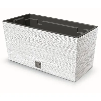 Obrázek produktu pro Květináč Dláto vzor Balkón 39,5x18,5x19,5 cm bílá s vložkou