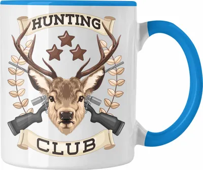Produktbild von Trendation - Jäger Hunting Club Tasse Geschenk für Jäger Becher Männer Spruch Jagd Jagen (Blau)