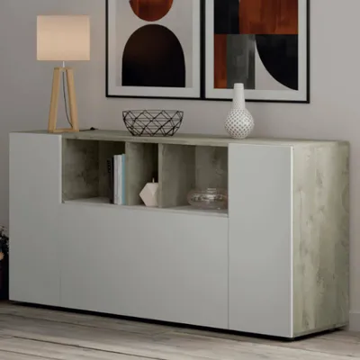 Image de Crisantemo - Buffet, 150x41x76h cm Blanc, 2 Étagères