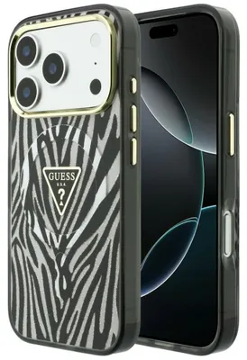 Immagine prodotto di Custodia Guess IML Zebra Glitter per iPhone 18 Pro / 17 Pro, colore argento