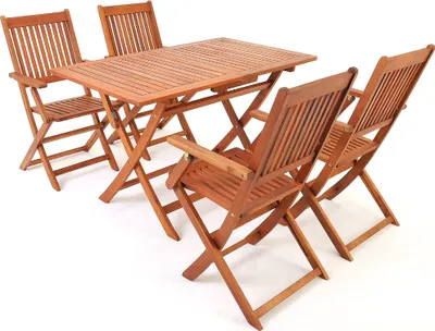 Produktbild von CASARIA® Gartenmöbel Set Holz Sydney 5-tlg. Armlehne Klappbar Wetterfest Akazie FSC®-zertifiziert Garten Terrasse Balkonmöbel 120x70x75cm Sitzgarnitur
