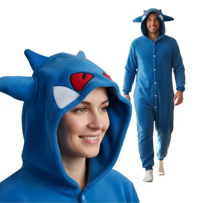 Produktbild von Pyjama Onesie Kigurumi Kostüm für Erwachsene Blau Gengar XL: 175 - 185cm