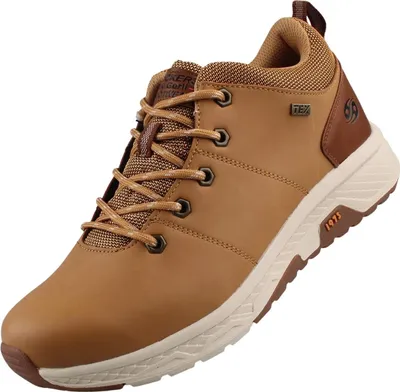 A single brown boot is shown against a white background.