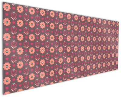 Produktbild von Wallario Küchenrückwand aus Glas, Größe: 125 x 50 cm, Motiv: Muster mit Blumen und Herzen | Spritzschutz | abwischbar | pflegeleicht | in